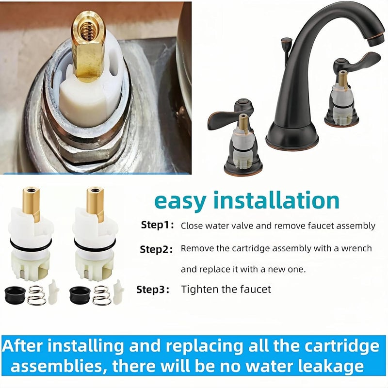 FLZHBFC For Delta two handle Faucet Repair Kit,RP25513 faucet stem assembly Replacement Kit,Includes RP24096 Cartridge RP4993 Seat and Spring RP24097 Turn stop1/4, 2 Pack - Image 5